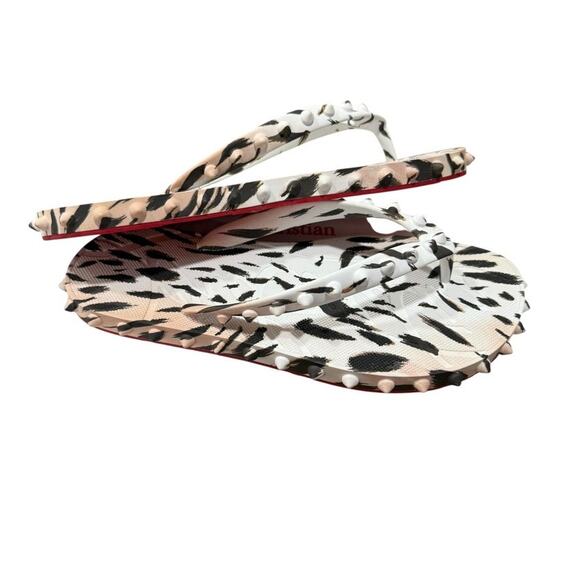 Christian Louboutin Super Loubi Flip Flop Animal Print Cheetah 35 Gigi - Picture 4 of 6